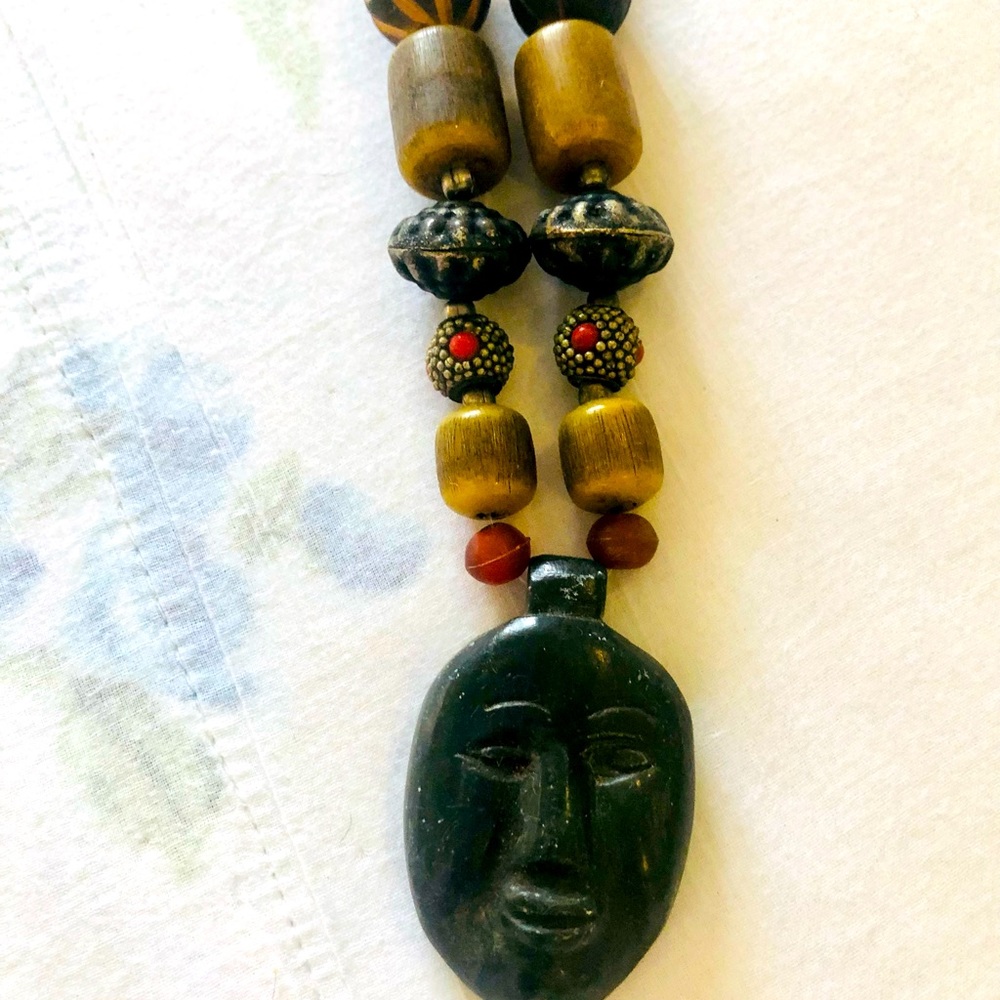 Tribal Style Necklace with Stone Pendant